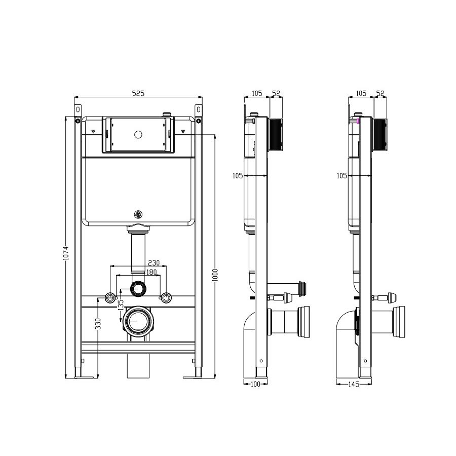Инсталляция для подвесного унитаза TIMO TWC-01, без клавиши