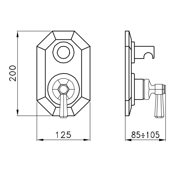 Stella Eccelsa Внешняя часть встраиваемого смесителя для ванны/душа 3254MC P.V. с авт.переключателем, цвет: хром