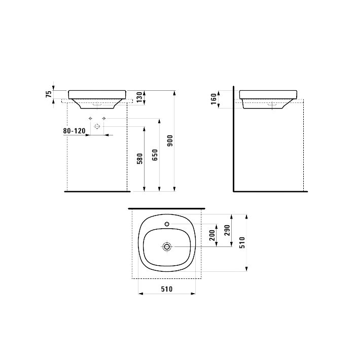 Laufen Palomba раковина, встраиваемая сверху, цвет белый