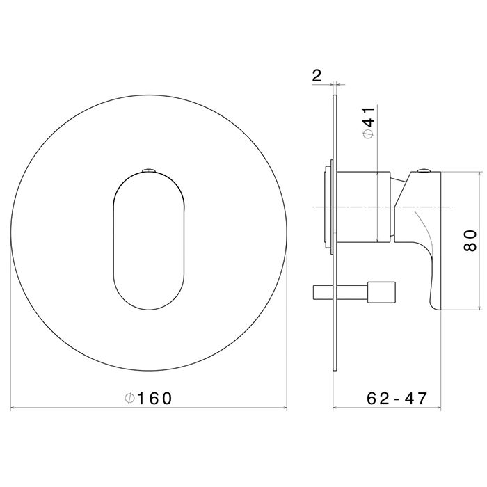 Встроенный однорычажный смеситель OLE для душа с переключателем на два потока, хром глянец