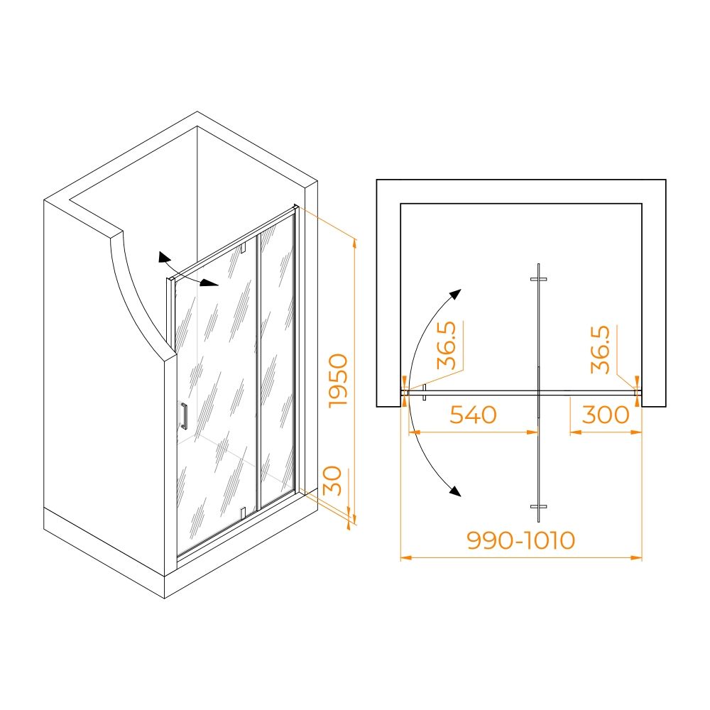 Душевая дверь RGW LE-103 (Прозрачное, 1000)