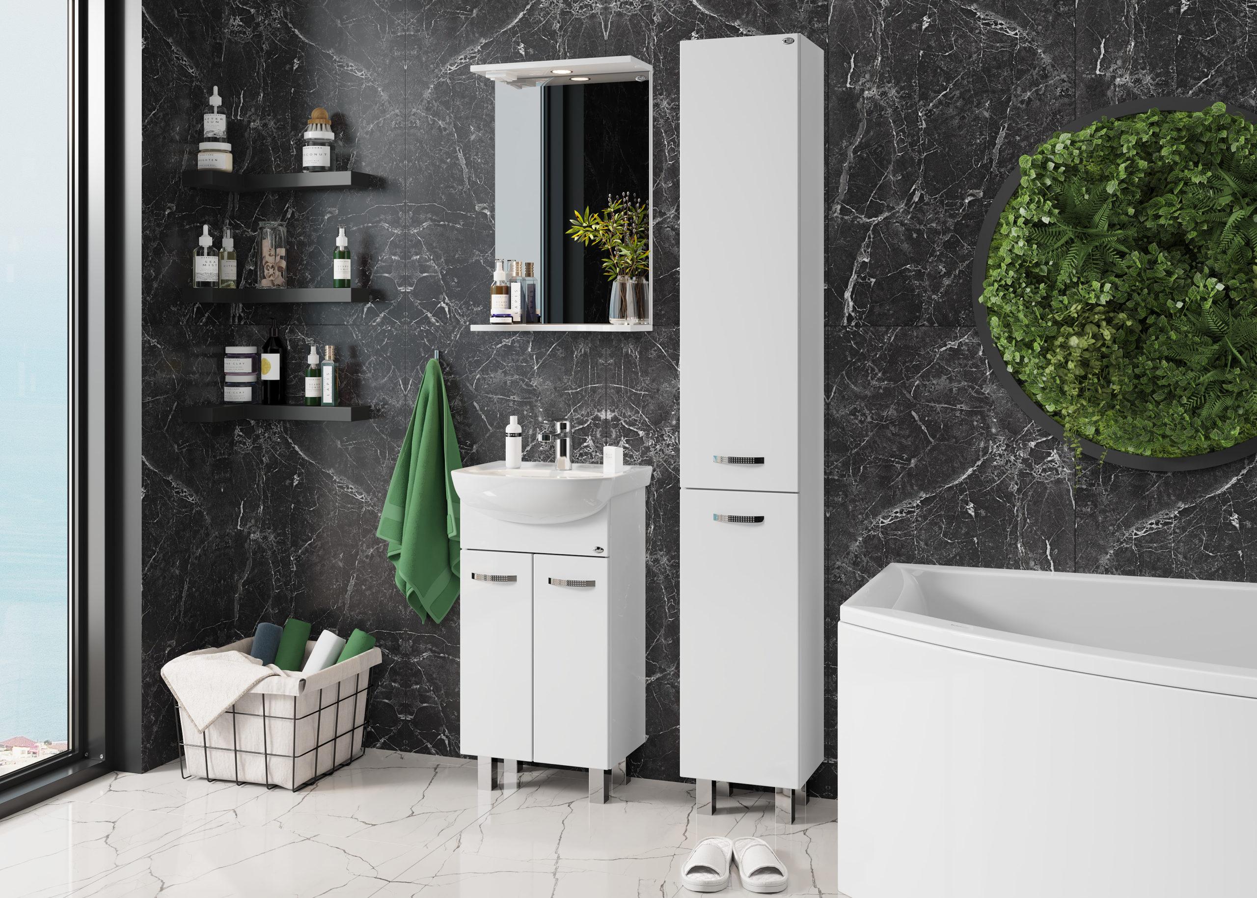 Тумба Onika Коралл 47 напольная, белая (ум. Дора 47/ Азов 45)