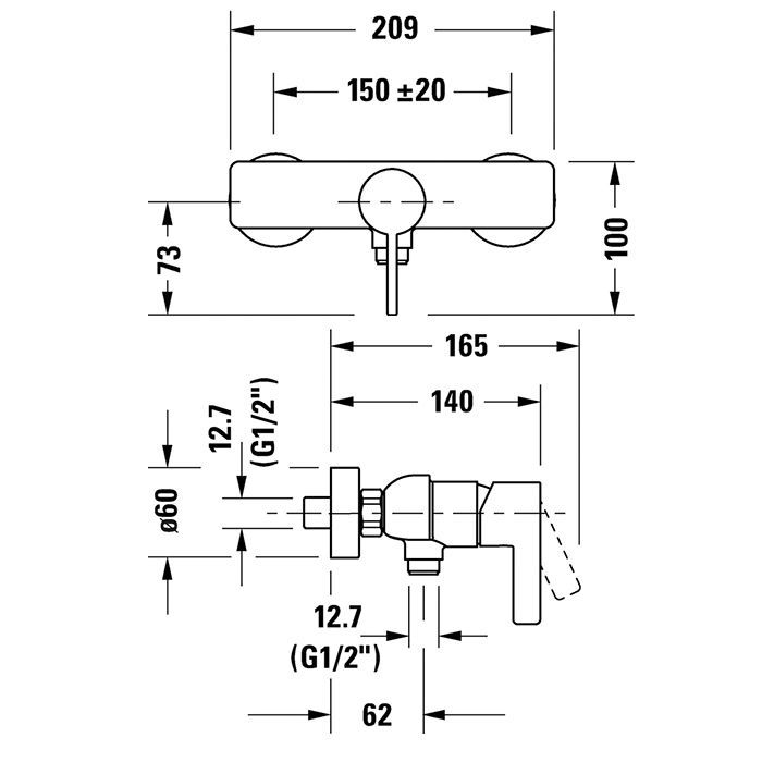 Duravit D-Neo Смеситель для душа, настенный цвет: хром, артикул DE4230000010