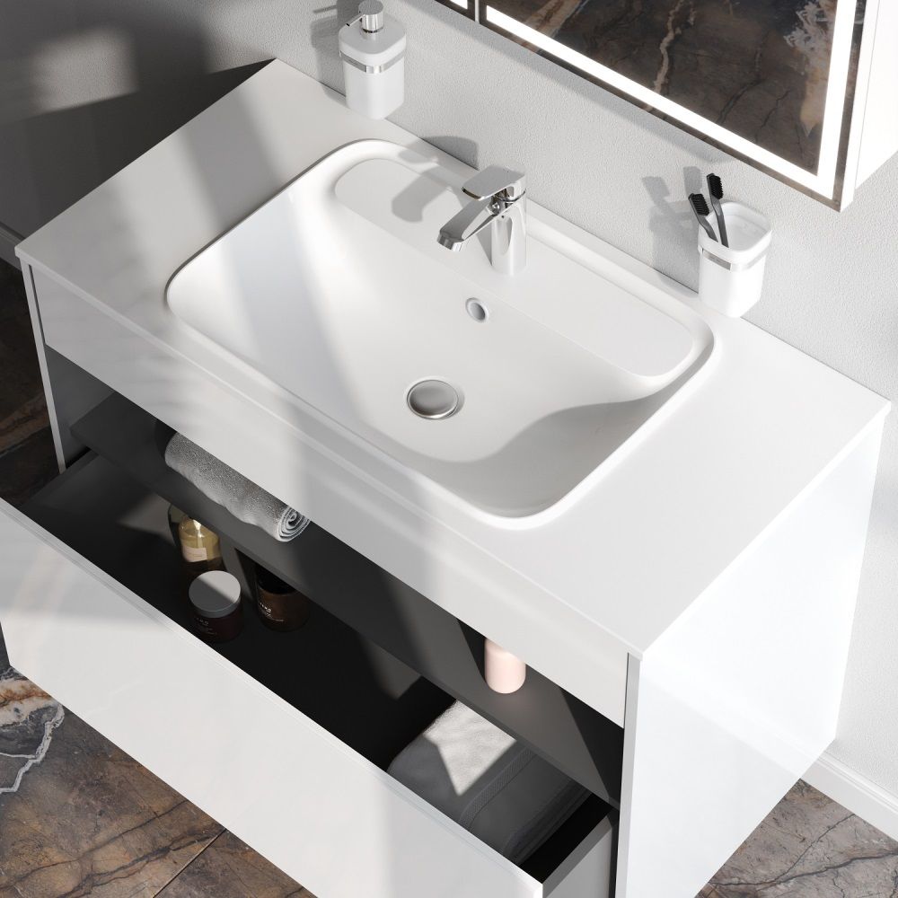 M8FFUX1001WG Func, База с нишей, 1 ящик (pull-out), 100 см, цвет белый глянец M8FFUX1001WG Func, База с нишей, 1 ящик (pull-out), 100 см, цвет белый глянец