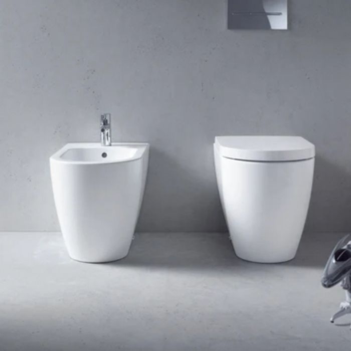 Duravit Me by Starck Биде напольное приставное  37х60 см,  с 1 отв. под смеситель, с креплением, цвет белый с WonderGliss