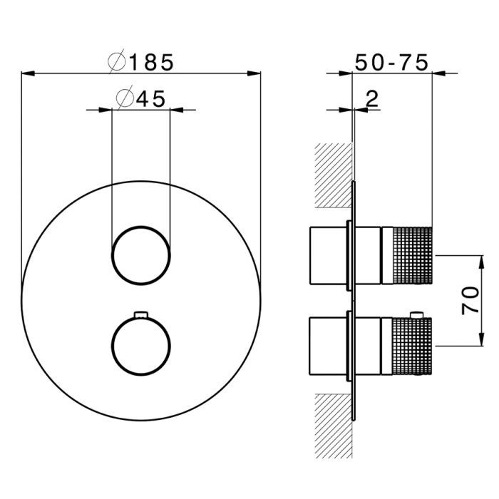 CISAL X32 Смеситель термостатический на 3 выхода, цвет Brushed Stainless Steel (без внутр части ZA018201), артикул X1018200D1