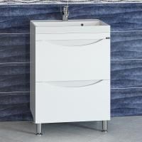 Тумба под раковину Санта Сатурн 60 см, 700266, 2 ящика, напольная, белый (ум. Classic 60 литой мрамор)