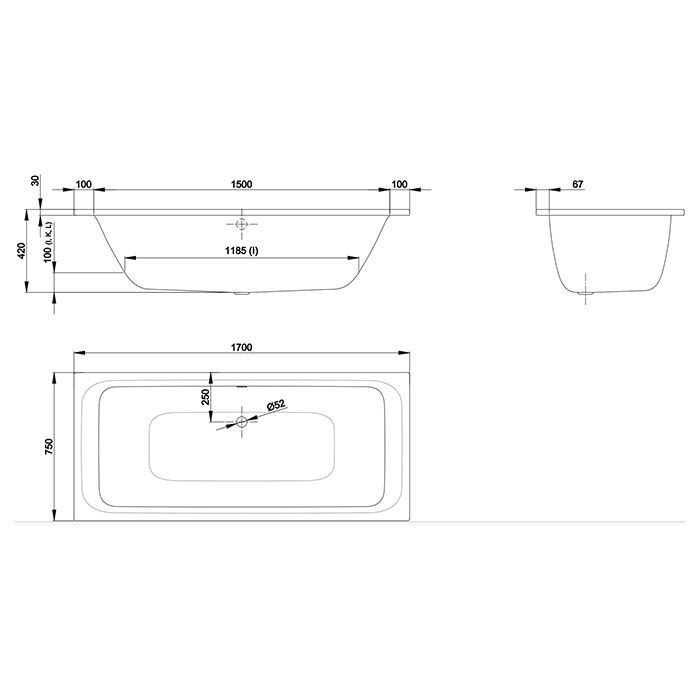 BETTE SelecDuo Ванна с шумоизоляцией 170х75х42 см, цвет белый