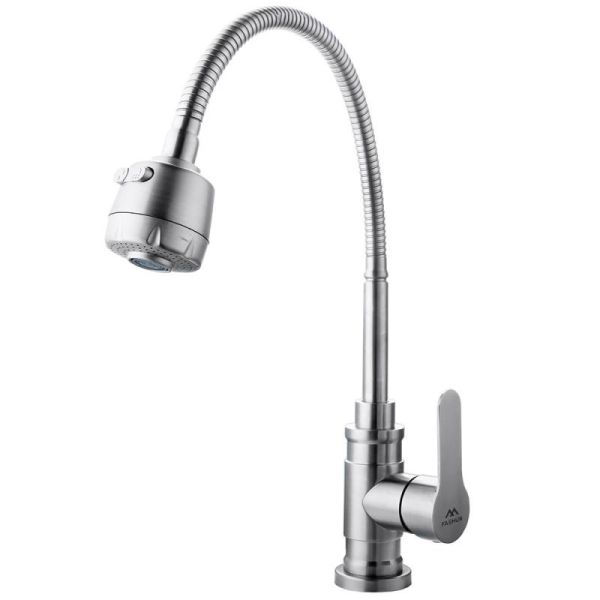 Смеситель для кухни с гибким изливом FASHUN A54401-3, сатин