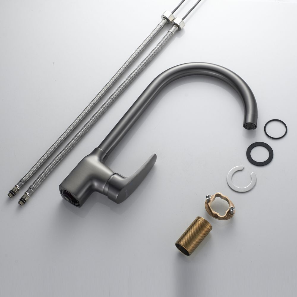 Смеситель для кухни Shevanik S5053T, оружейная сталь