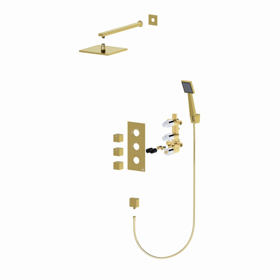 Душевая система встроенная с термостатом Timo Tetra-thermo SX-0179/17SM золото матовое, артикул SX-0179/17SM