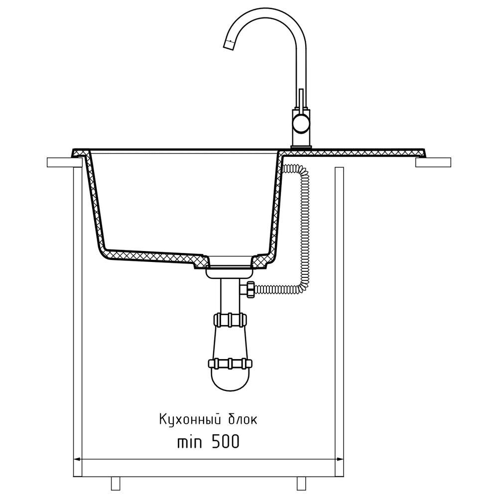 Кухонная мойка GranFest QUADRO 650L, кашемир, артикул Q-650L кашемир