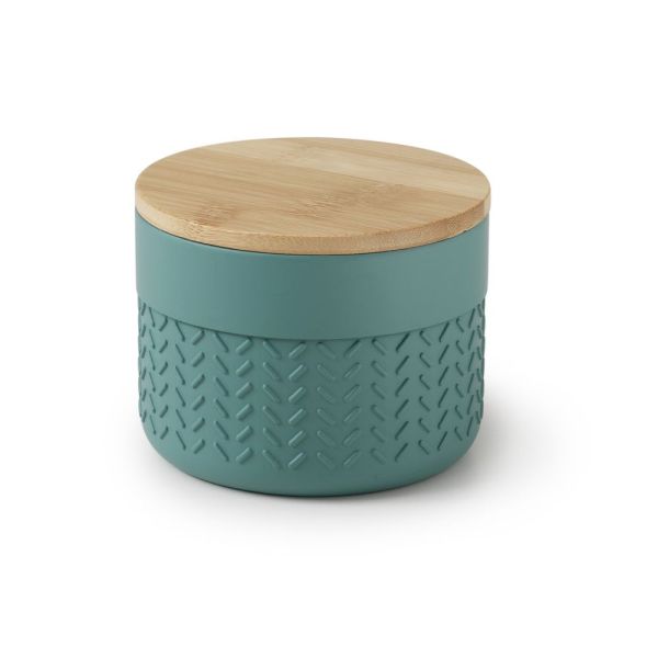 Gedy Thea, настольный круглый контейнер с крышкой, цвет зеленый/бамбук