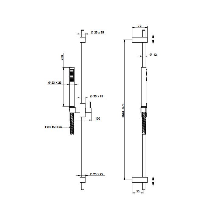 Bongio Душевая стойка с ручным душем 1500 мм, цвет золото