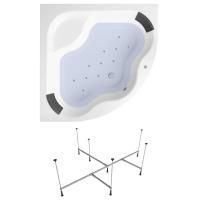 Аэромассажный комплект 4 в 1 Lavinia Boho Aveo 361700A0, акриловая ванна 150x150 см, каркас с монтажным набором, подголовник, аэромассаж