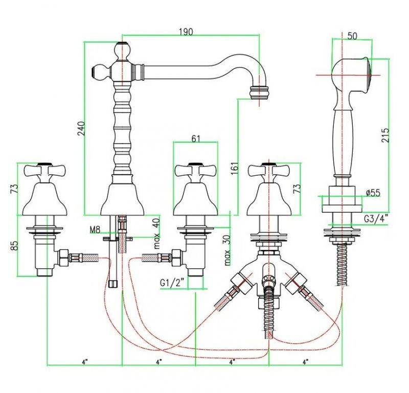 Смеситель на борт ванны Webert Armony AM730402010 Золото