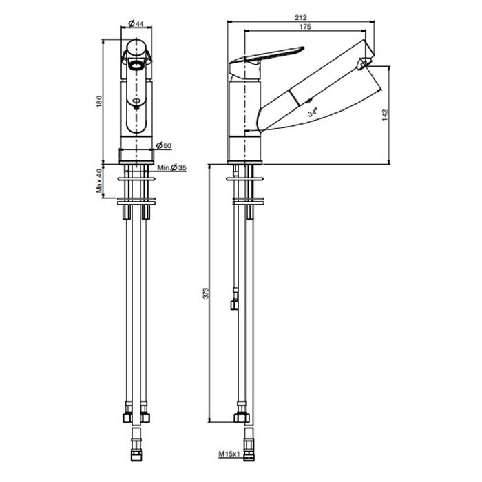 FIMA|Carlo Frattini Kitchen Смеситель (Spot) для кухни, с выдвижной лейкой, вращающийся излив, цвет хром