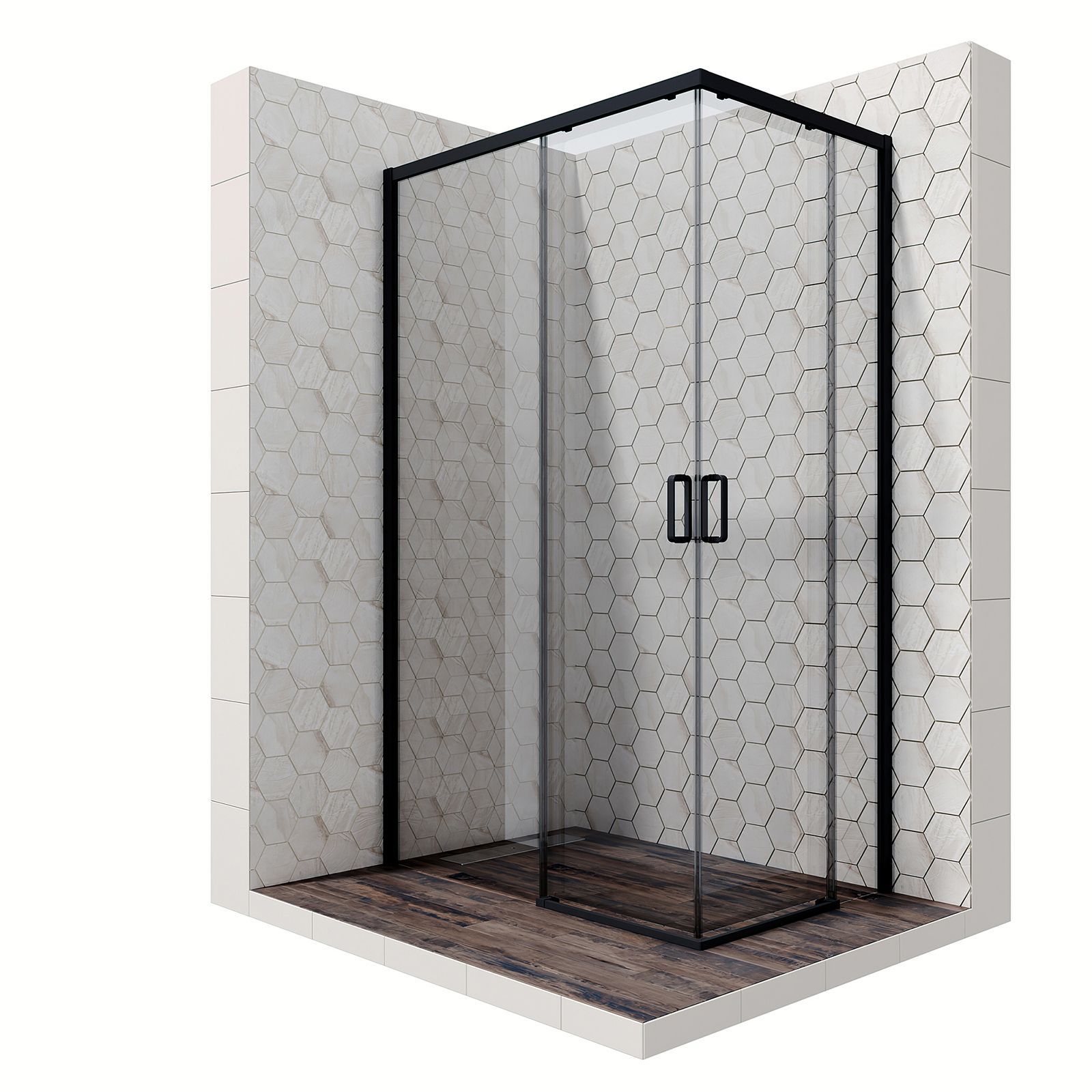 Душевой уголок Ambassador Queen Black 11011205L-ST10, прямоугольный, линейный трап, 120х80