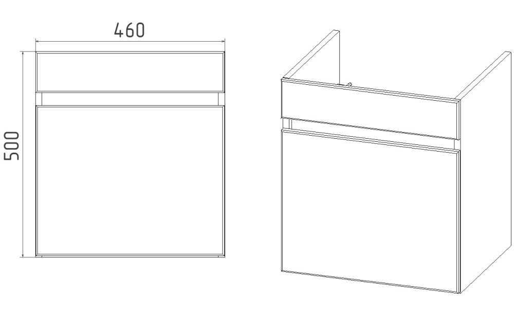 Тумба VIANT "Мальта" 1 ящик подвесная 380х460х500 под раковину .S-UM-COM50/1-w (COMO 50) (VMAL50CO-T1YP), артикул VMAL50CO-T1YP