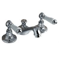 Devon Dandy Смеситель для биде на 3 отв., с донным клапаном, c ручками белыми, цвет: хром