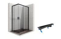 Душевой уголок Ambassador Queen Black 11011205R-ST8, прямоугольный, линейный трап, 120х80