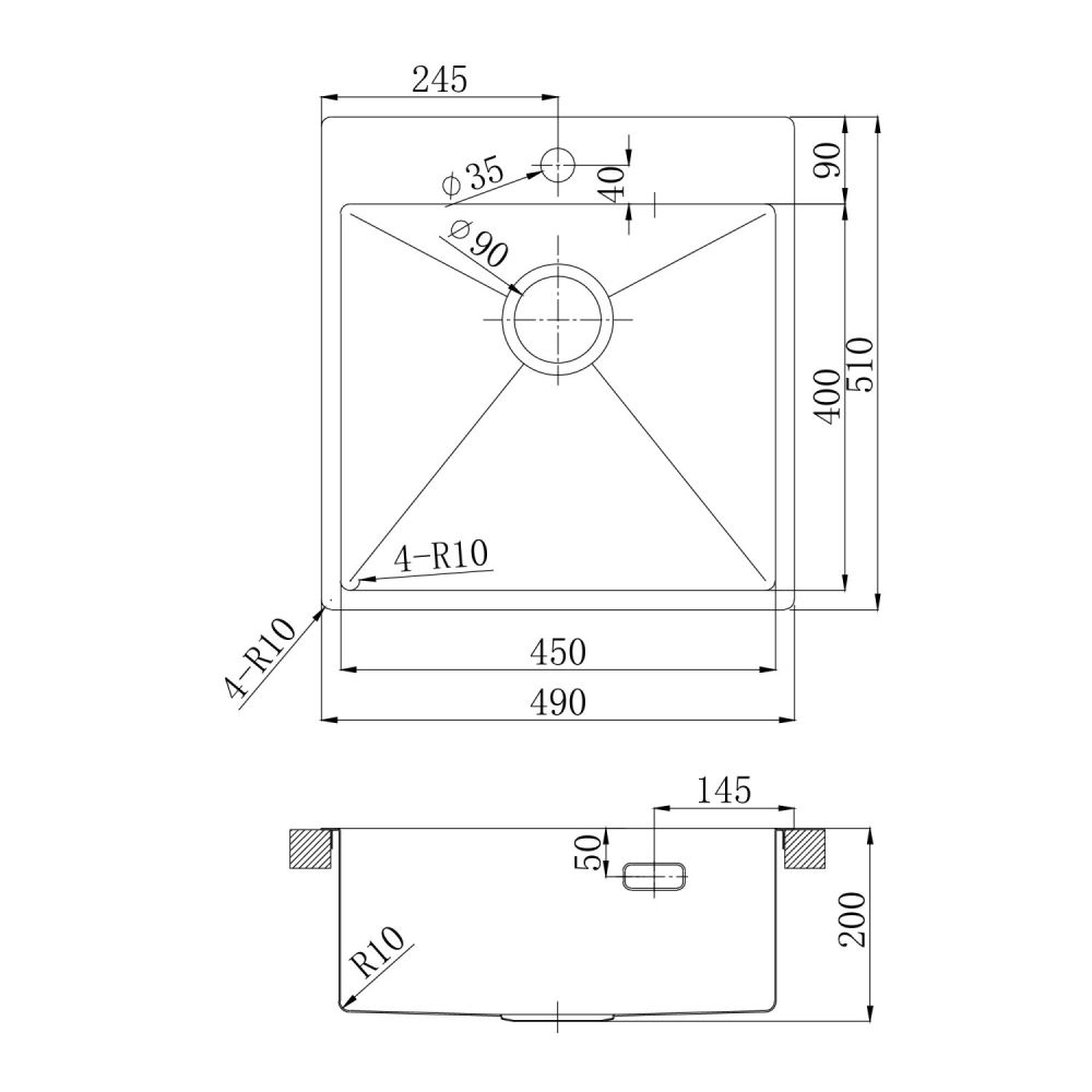 Кухонная мойка Lemark JANGA 490 прямоугольная из нержавеющей стали цвет: светлое золото (9938106), артикул 9938106