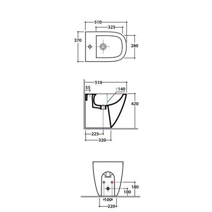 GLOBO Stockholm Биде напольное пристенное 51*37*h42см, с 1 отв. под смеситель, с креплением, цвет белый