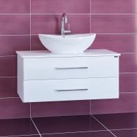 Тумба под раковину Санта Вегас 90 см, 226016л, 2 ящика, со столешницей, подвесная, белый  (ум. Гамма 56)