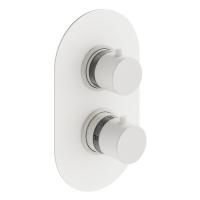 Plumberia Selection IXO Смеситель термостат встраиваемый для душа 2 выход в к-те со встраив.частью, накл. овальная из нерж.стали, белый матов.