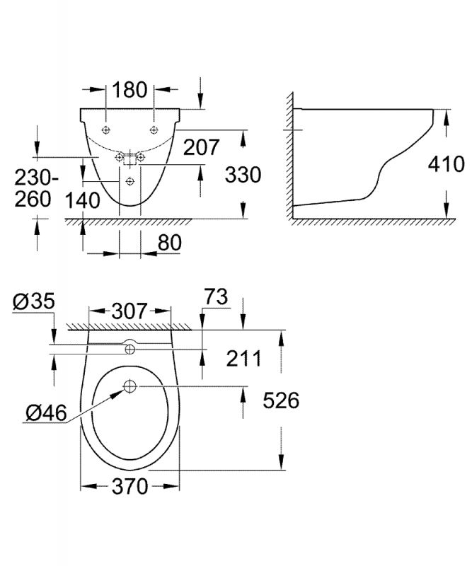 Биде подвесное GROHE Bau Ceramic, альпин-белый (39433000) Биде подвесное GROHE Bau Ceramic, альпин-белый (39433000)