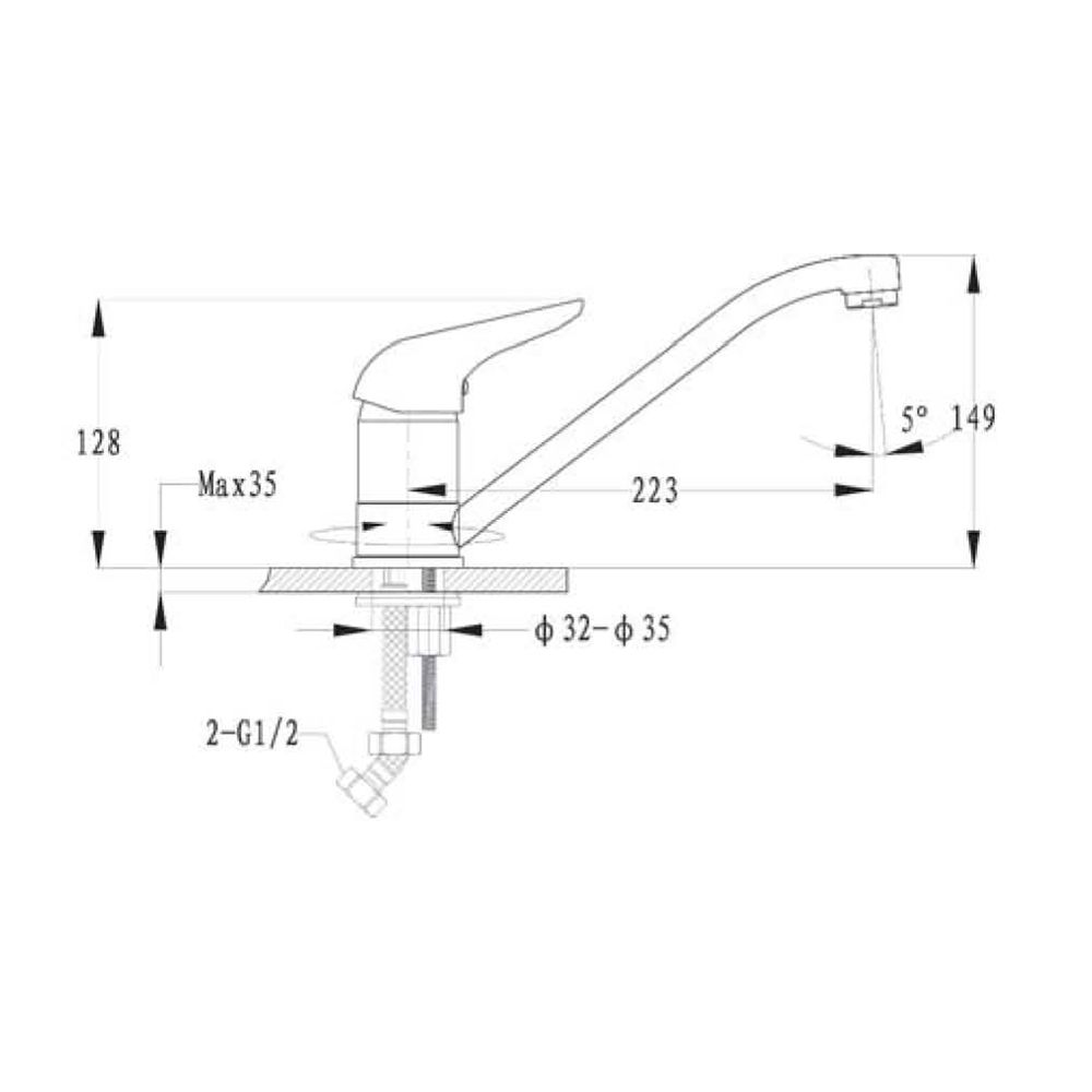 Смеситель для кухни GranFest 2124, топаз, артикул 2124 топаз