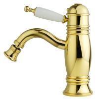 OXFORD Смеситель для биде моноком. термостат., ручка (сверху) белая, золото