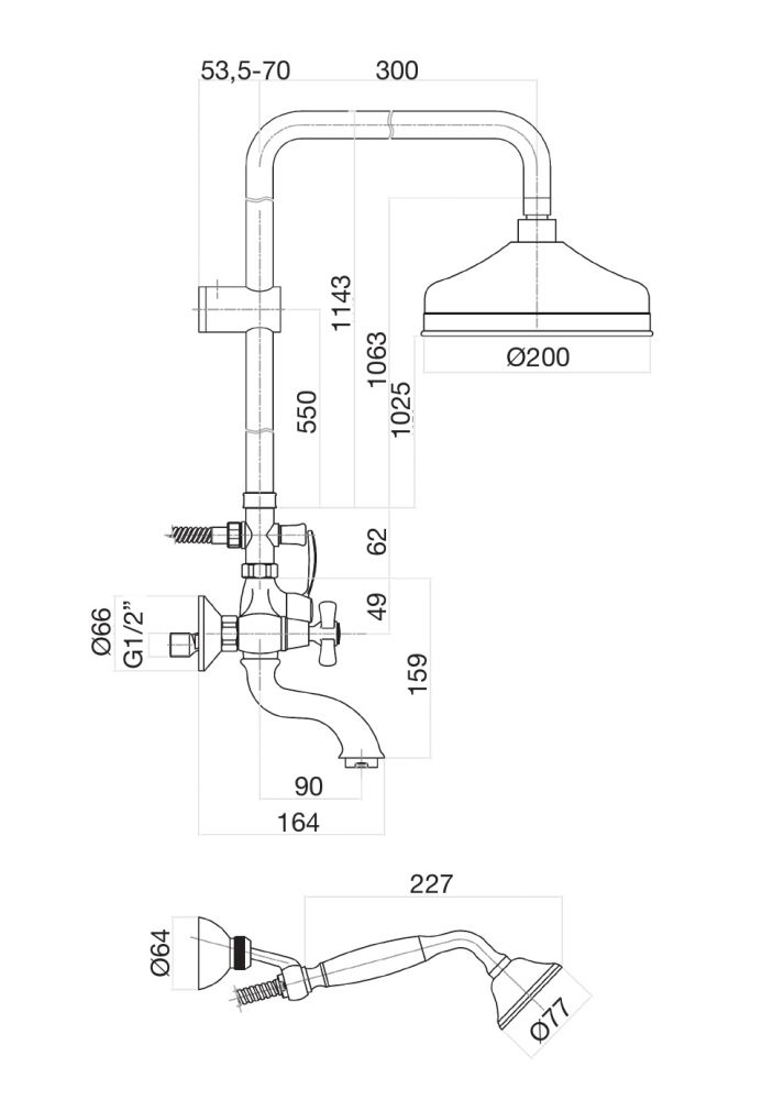Душевая система Fiore MARGOT 26CO0615, хром/золото