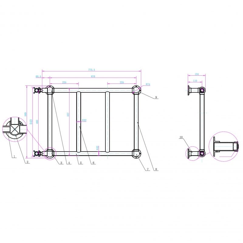 Полотенцесушитель водяной 750x500mm Palazzo, золото
