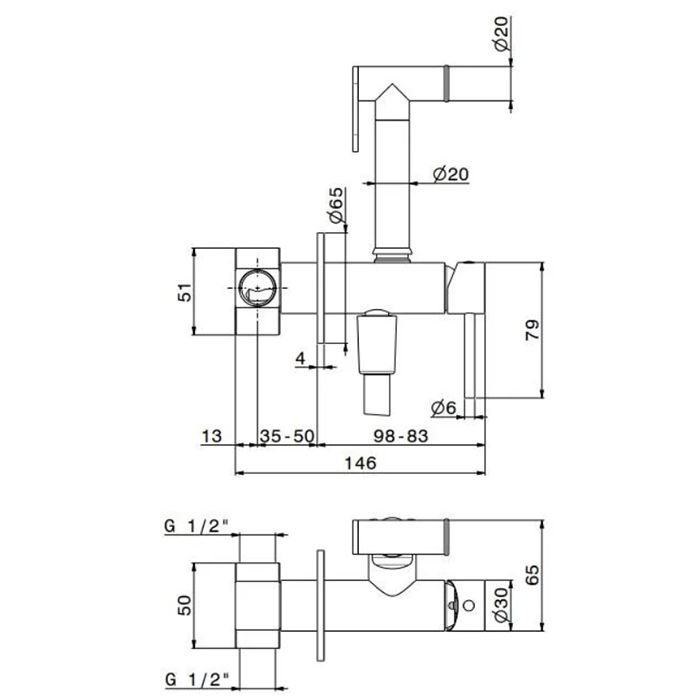 Cмеситель с гигиеническим душем встроенного монтажа, матовый черный