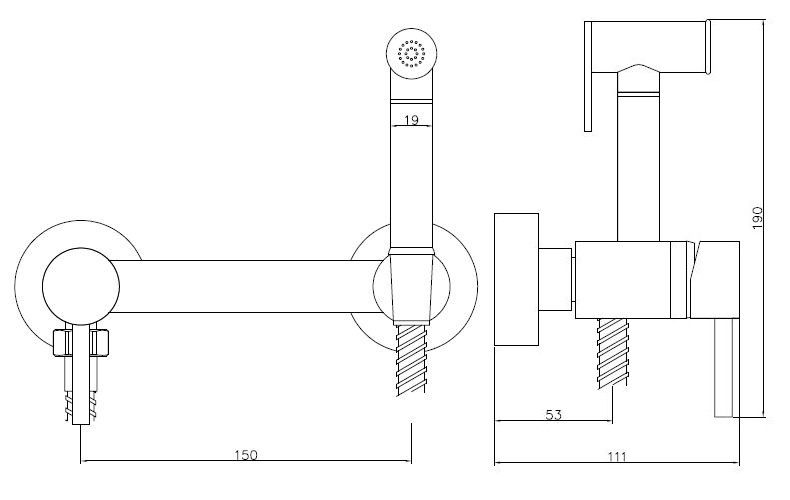Смеситель скрытого монтажа с гигиеническим душем, артикул: SMH02, ESKO, артикул SMH02