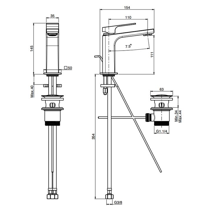 Fima Carlo Frattini Fit Смеситель для раковины, на 1 отв., цвет: хром, артикул F3381CR.2.ES