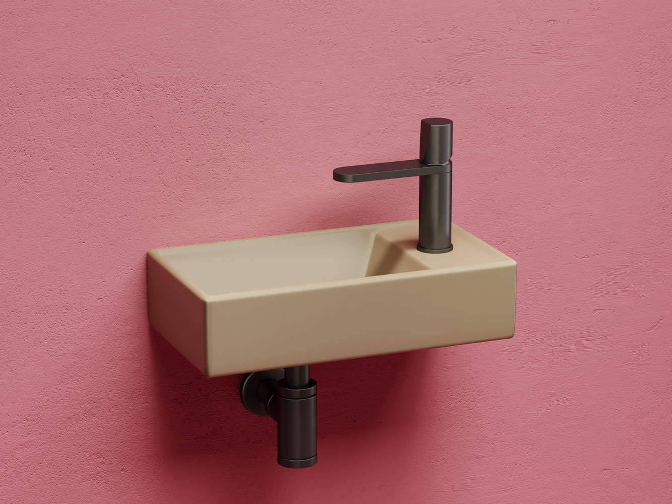 Умывальник подвесной прямоугольный (чаша слева, отверстие под смеситель справа) цвет капучино матовый Элемент (Element) 407x217x100, артикул CN6051LMC