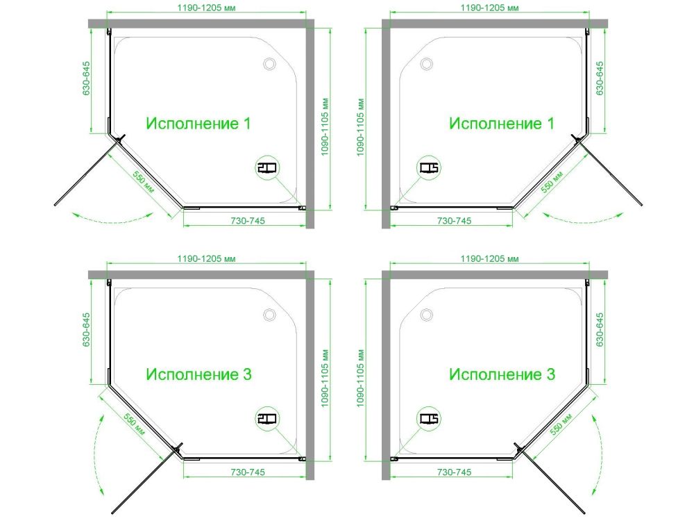 Душевой уголок Royal Bath RB 1211TR-T-CH  110х120х200 (прозрачное), артикул RB1211TR-T-CH