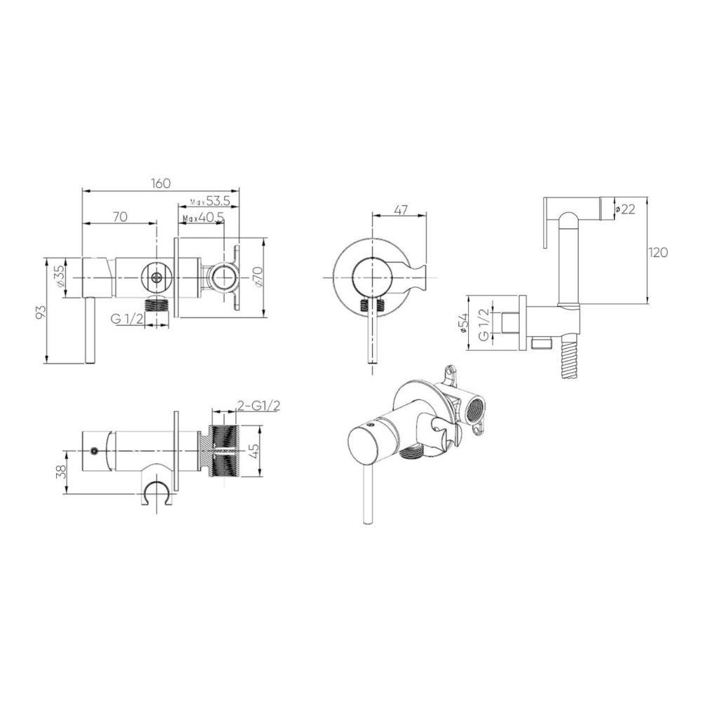 Гигиенический душ со смесителем Bronze de Luxe LIBERTY 701GG, графит, артикул 701GG
