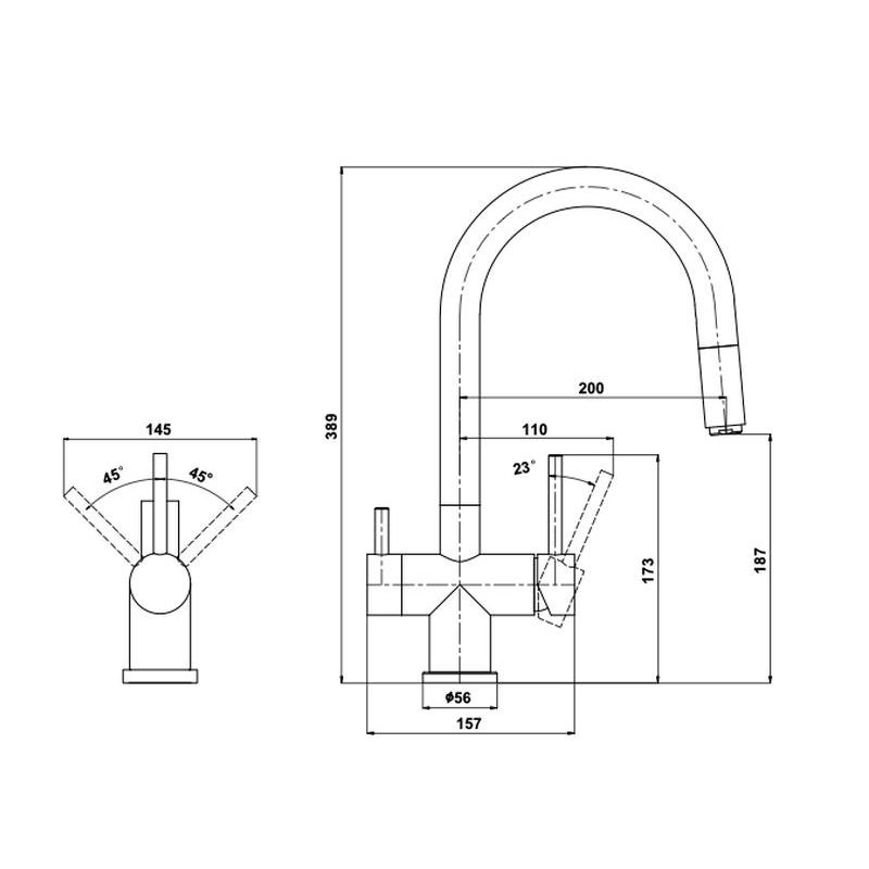 Смеситель для кухни с подключением фильтра Florentina КЛИО 333.35Н.2113.900, нержавеющая сталь