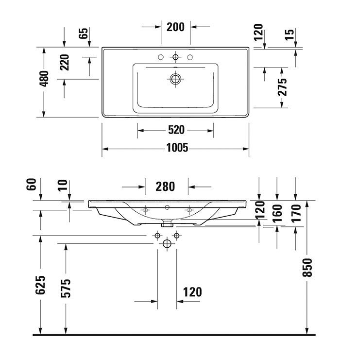 Duravit D-Neo Раковина накладная 1005х480  мм, с переливом, с 1 отв. под смеситель, цвет: белый