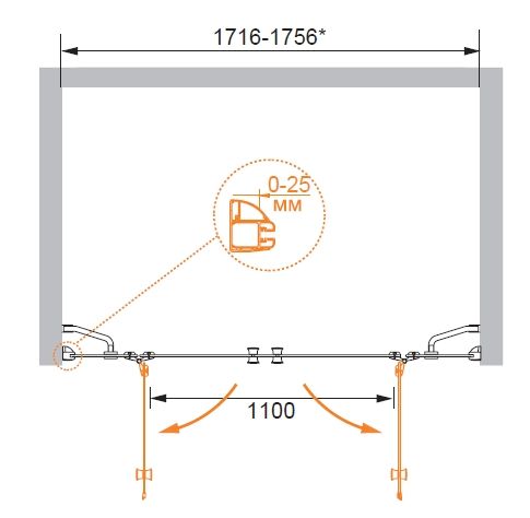 Душевая дверь в нишу Cezares VERONA-W-B-22-180-C-Cr профиль Хром стекло прозрачное