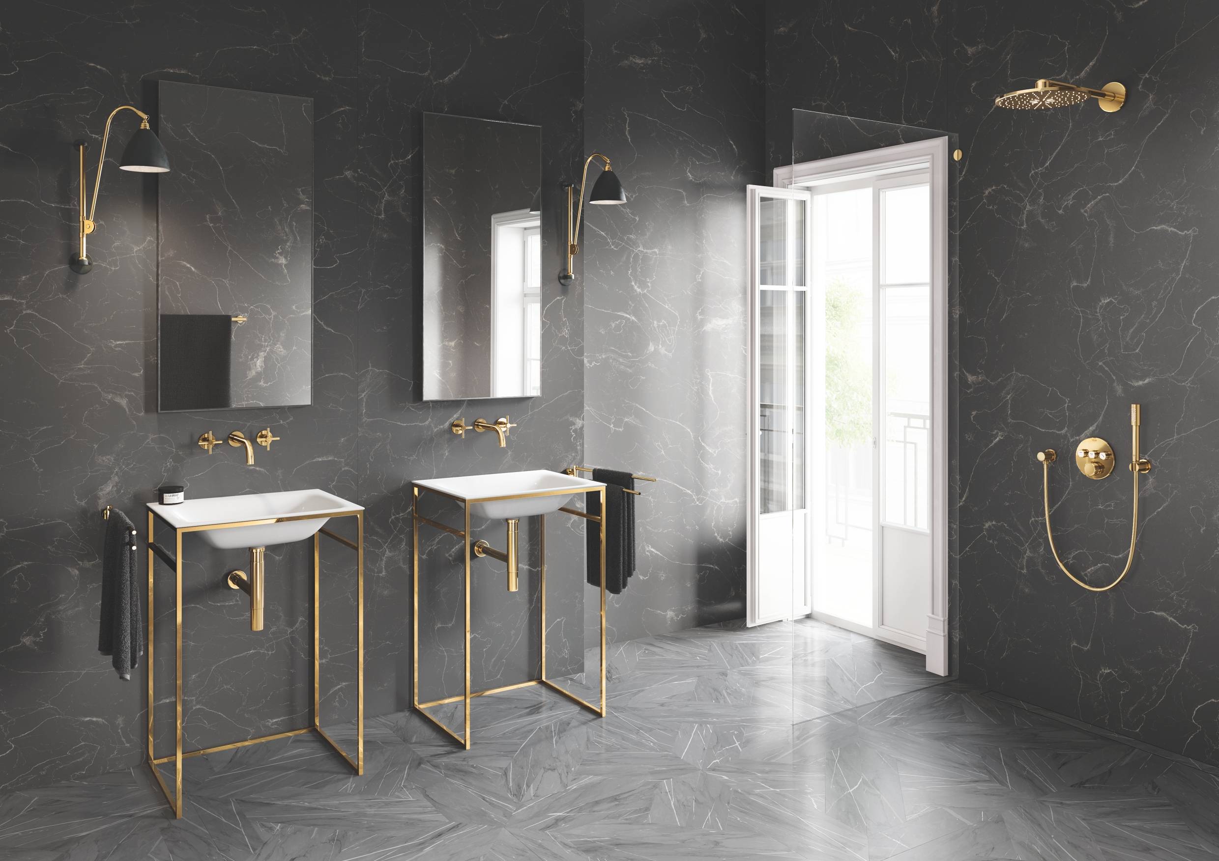 Верхний душ и душевой кронштейн GROHE Rainshower 310 SmartActive, холодный рассвет глянец (26475GL0) Верхний душ и душевой кронштейн GROHE Rainshower 310 SmartActive, холодный рассвет глянец (26475GL0)