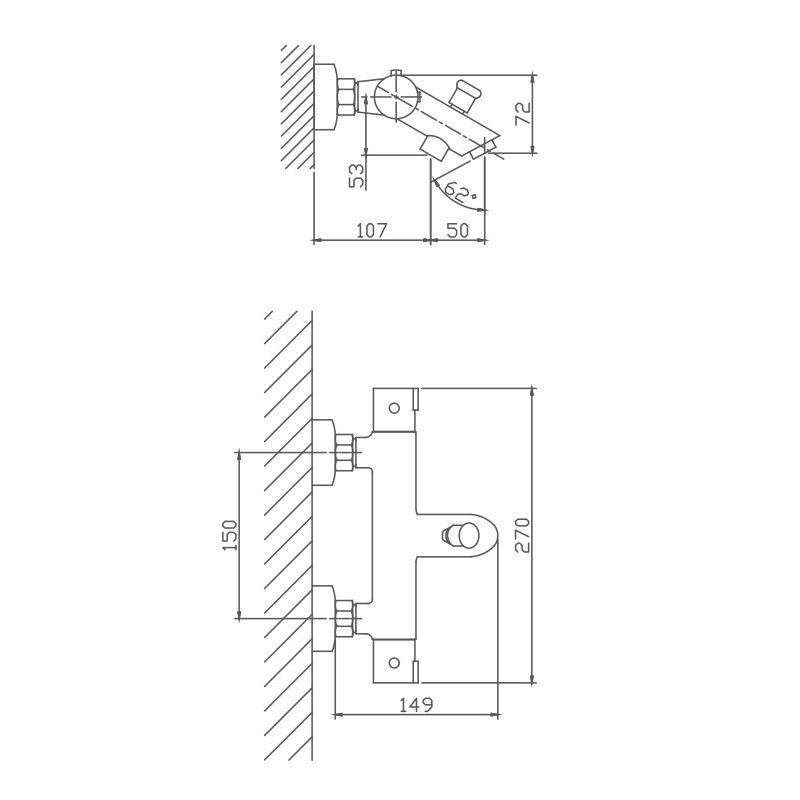 Смеситель для ванны термостатический Haiba HB60809, хром