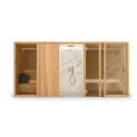 Effegibi Yoku Spa Door Сауна&Хаммам 444x170h217см, в нишу, цвет: сауна чёрный орех/Calacatta Gold Extra