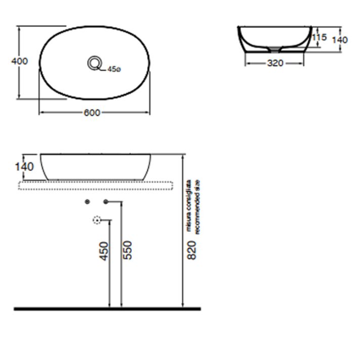AZZURRA ELEGANCE CIRCLE раковина накладная 60х40х14см без отв. под смеситель , без перелива. цвет белый AZZURRA ELEGANCE CIRCLE раковина накладная 60х40х14см без отв. под смеситель , без перелива. цвет белый