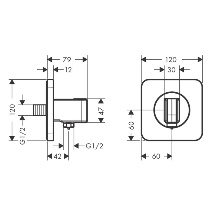 AX ShowerSelect Вывод воды с клапаном и держателем ручного душа, ½’, цвет: шлифованная бронза AX ShowerSelect Вывод воды с клапаном и держателем ручного душа, ½’, цвет: шлифованная бронза