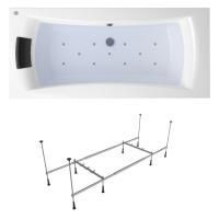 Аэромассажный комплект 4 в 1 Lavinia Boho Evan 362900A0, акриловая ванна 180x80 см, каркас с монтажным набором, подголовник, аэромассаж