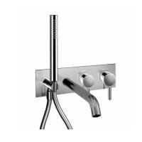 Fantini Nostromo Смеситель для ванны, встраиваемый, с ручн душем, излив 200мм, (наружняя часть), цвет: нержавеющая сталь